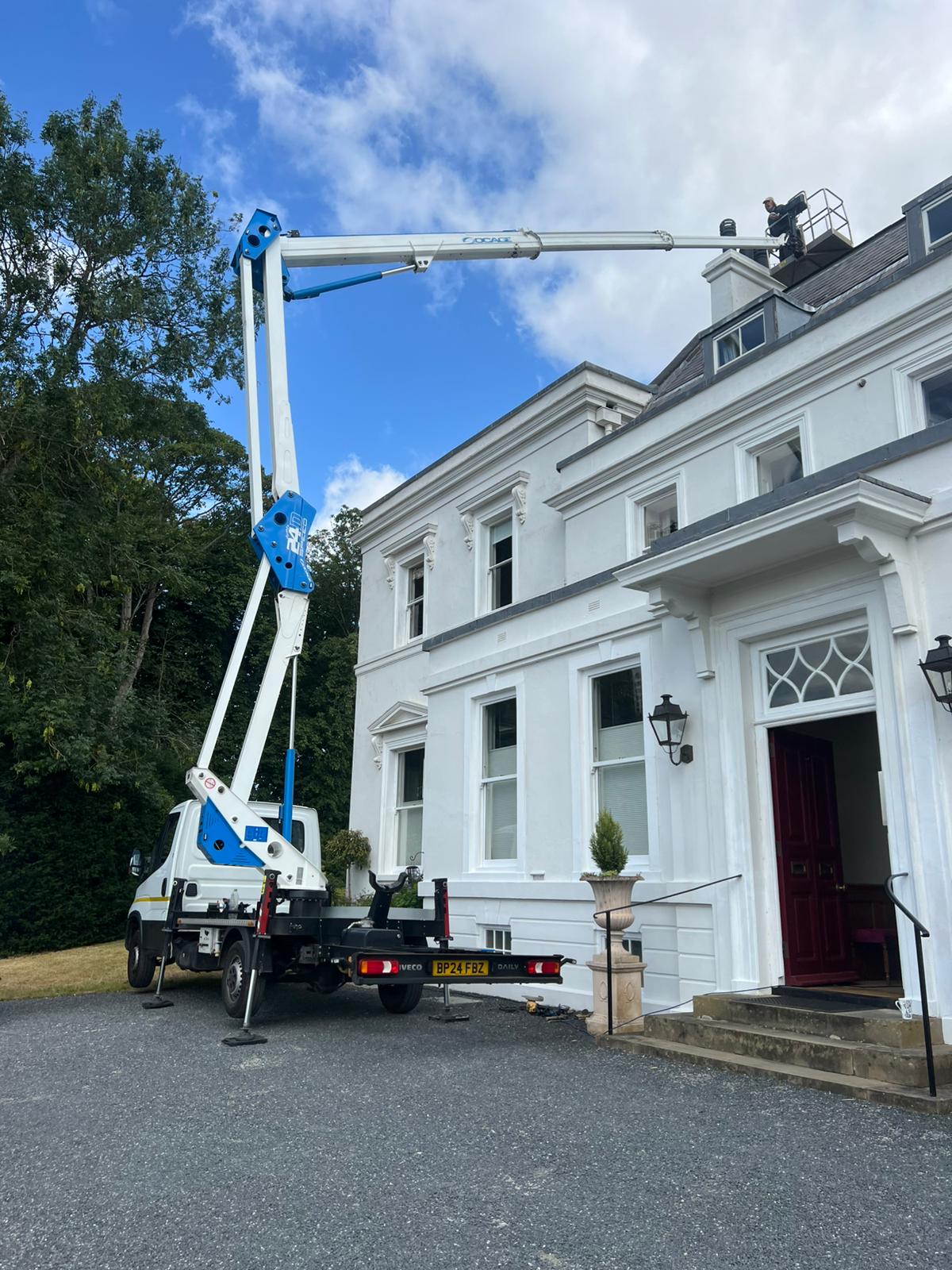 Chimney repair from cherry picker in Hertford